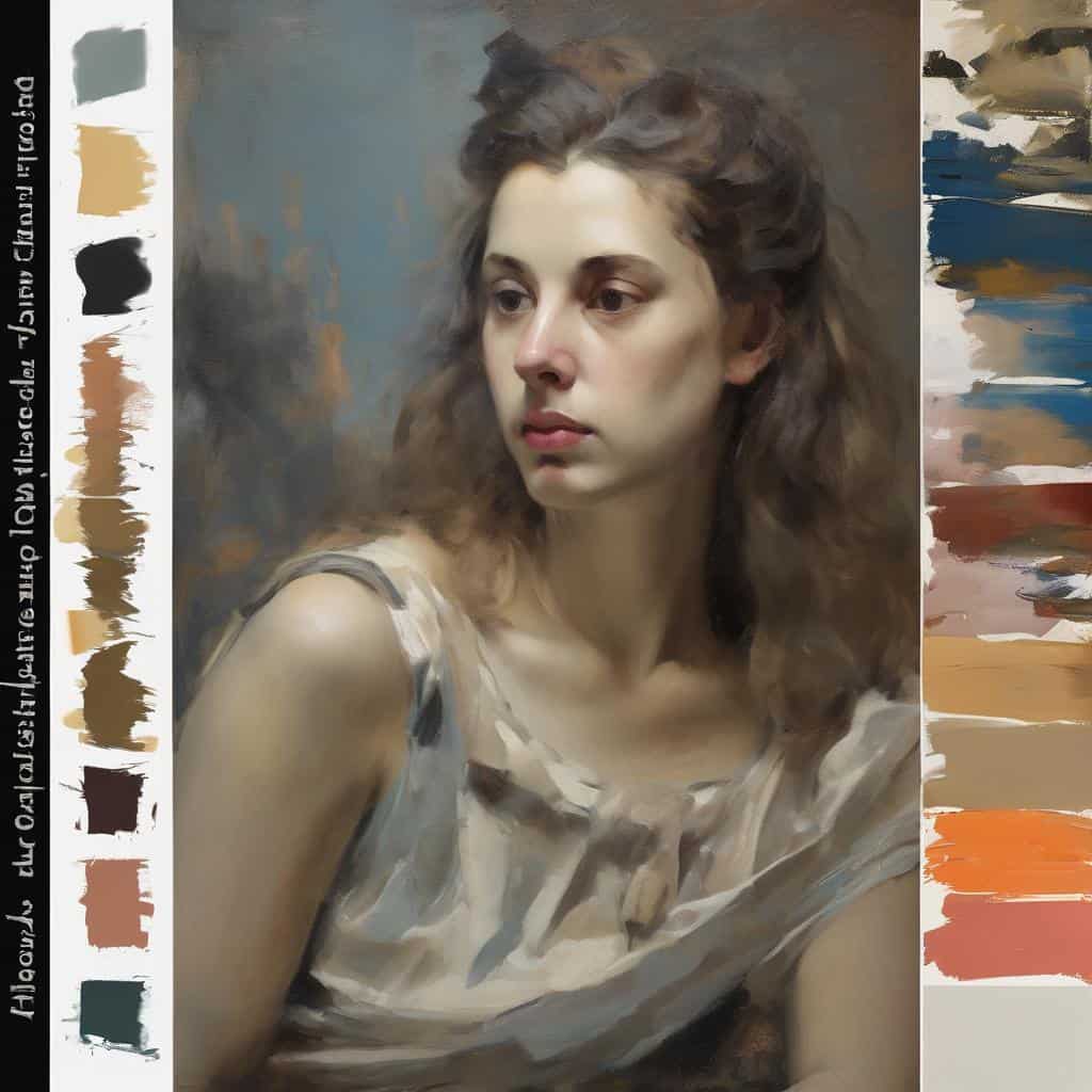 Ζωντανή νεαρή γυναίκα σε σύγχρονη τέχνη, πορτρέτο με ρεαλιστική τεχνική, ιδανικό για νέους καλλιτέχνες και σύγχρονη τέχνη.